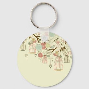 Romantische Rozen, vogels, vogelkooien, Florenz  Sleutelhanger