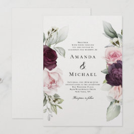 Romantische Rozen Waterverf Botanisch huwelijk Kaart