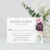 Romantische Rozen Waterverf Botanisch huwelijk RSVP Kaartje (Staand voorkant)