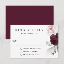 Romantische Rozen Waterverf Botanisch huwelijk RSVP Kaartje