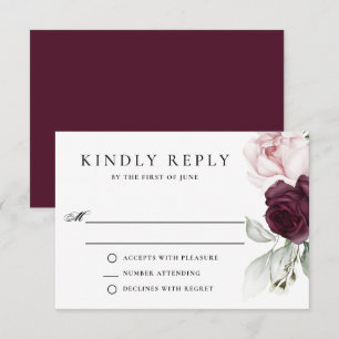 Romantische Rozen Waterverf Botanisch huwelijk RSVP Kaartje
