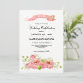 Romantische Rozen Waterverf bruiloft Kaart (Staand voorkant)