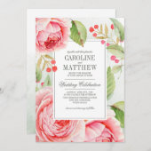 Romantische Rozen Waterverf bruiloft Kaart (Voorkant / Achterkant)