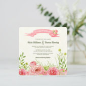 Romantische Rozen Waterverf bruiloft Kaart (Staand voorkant)