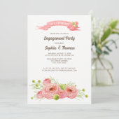 Romantische Rozen Waterverf Verlovingsfeest Kaart (Staand voorkant)