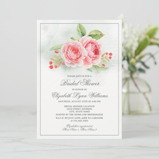 Romantische Rozen Waterverf Vrijgezellenfeest Kaart (Staand voorkant)