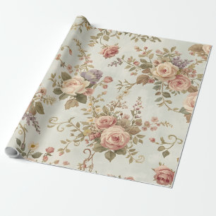 Romantische Rozen & Wilde Bloemen Vintage Guirland Cadeaupapier