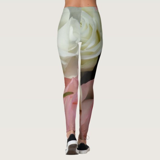 Romantische Rozen Zacht roze bloemen Leggings (Achterkant)