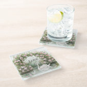 Romantische Rozen Zwanenmeer Bloemen Glazen Onderzetter (Schuin)