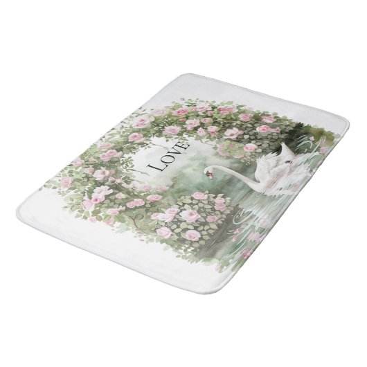 Romantische Rozen Zwanenmeer Floral Vrijgezellenfe Badmat (Gekanteld)