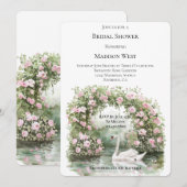 Romantische Rozen Zwanenmeer Floral Vrijgezellenfe Kaart (Voorkant / Achterkant)