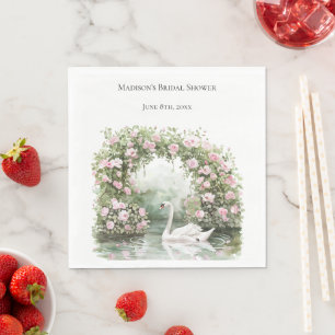 Romantische Rozen Zwanenmeer Floral Vrijgezellenfe Servet