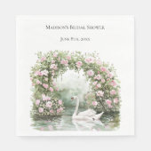 Romantische Rozen Zwanenmeer Floral Vrijgezellenfe Servet (Voorkant)