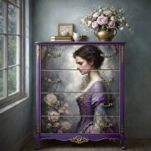 Romantische Rozentuin Vrouw Portret Decoupage