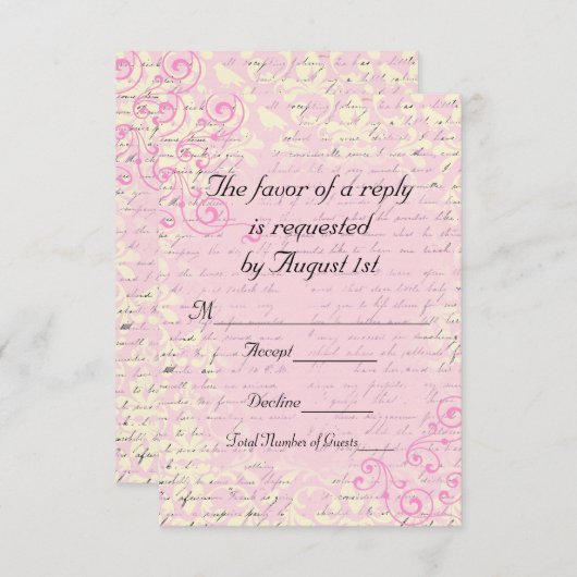  Romantische RSVP-bruiloft RSVP Kaartje (Voorkant / Achterkant)