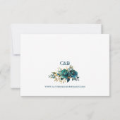 Romantische RSVP turquoise bloemen met gouden acce (Achterkant)