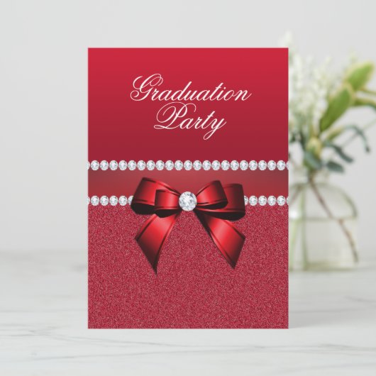 Romantische Ruby Red Graduation Party Kaart (Staand voorkant)