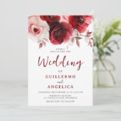 Romantische Ruby Red Rose Luxe Radiance bruiloft Kaart (Staand voorkant)