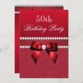 Romantische Ruby Rode Verjaardagsfeestje Kaart (Voorkant / Achterkant)