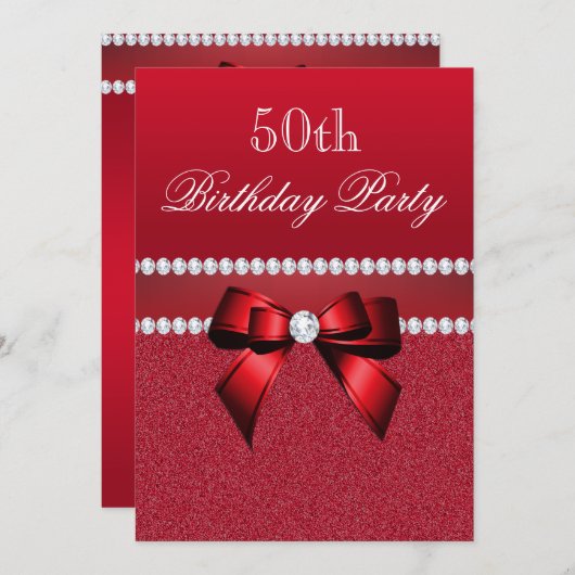 Romantische Ruby Rode Verjaardagsfeestje Kaart (Voorkant / Achterkant)