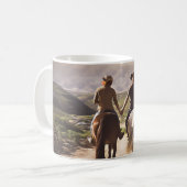 Romantische ruiters met geschilderde handen koffiemok (Voorkant links)