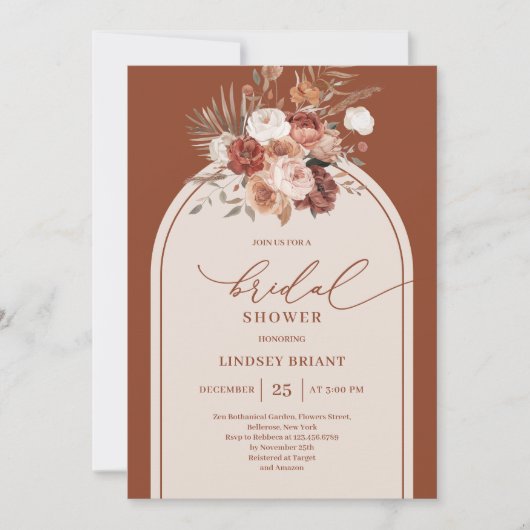 Romantische Rust Pampas Grass Floral Vrijgezellenf Kaart (Voorkant)