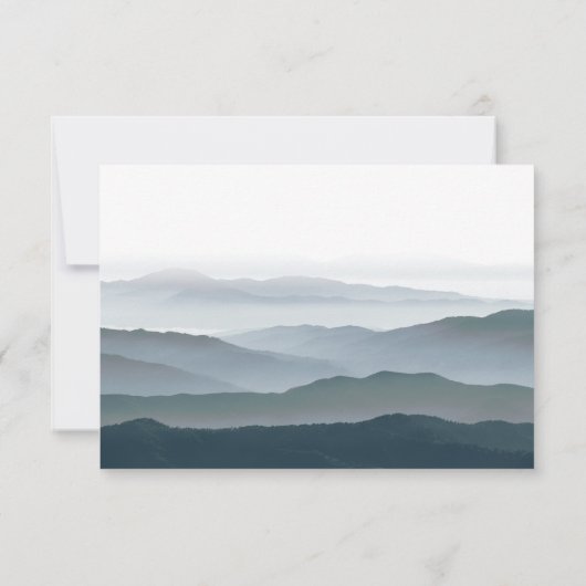 Romantische rustieke berg bruiloft RSVP (Achterkant)