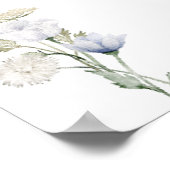 Romantische rustieke blauwe bloemenbruiloft zitgra poster (Hoek)