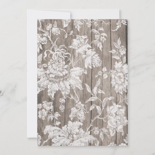 Romantische rustieke bloem hout bruiloft uitnodigi kaart (Achterkant)