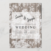 Romantische rustieke bloem hout bruiloft uitnodigi