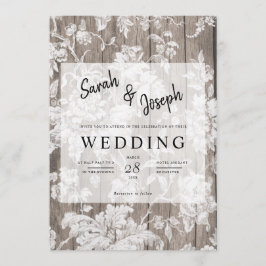 Romantische rustieke bloem hout bruiloft uitnodigi kaart