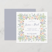 Romantische rustieke bloemen waterverf bruiloft kaart (Voorkant / Achterkant)