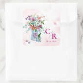 Romantische rustieke bloemenmonogram Wildflower br Vierkante Sticker (Tas)