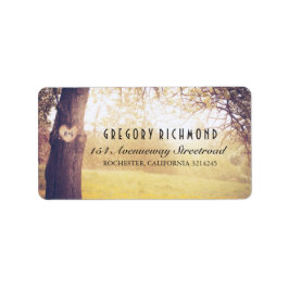 Romantische rustieke boom en hart bruiloft etiket