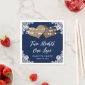 Romantische Rustieke Burlap en Kant Marine Blauw B Servet (Insitu)