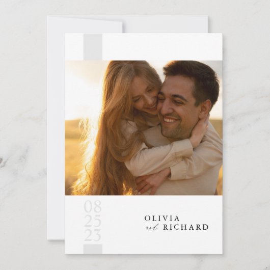 Romantische rustieke dubbelzijdige foto bruiloft kaart (Voorkant)