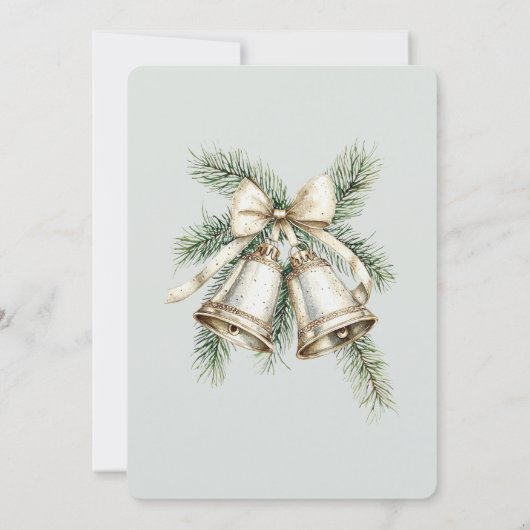 Romantische Rustieke Groene Witte Gouden Bellen Bo Kaart (Achterkant)