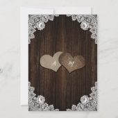 Romantische Rustieke Houten Bloemrijke Kant Bruilo Kaart (Achterkant)