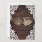 Romantische rustieke houten jute en kanten bruilof kaart (Achterkant)