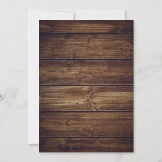 Romantische rustieke houten jute en kanten bruilof kaart (Achterkant)