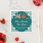 Romantische rustieke jute en kant Blauwgroen bruil Servet (Insitu)