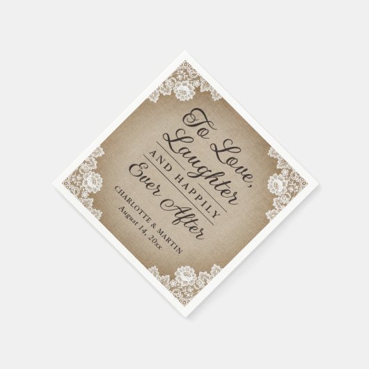 Romantische rustieke jute en kant bruiloft servett servet (Hoek)