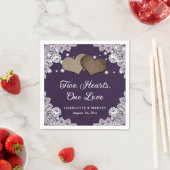 Romantische rustieke jute en kant Paarse bruiloft Servet (Insitu)