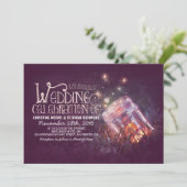 Romantische rustieke mason jar & vuurvliegjes brui kaart (Staand voorkant)