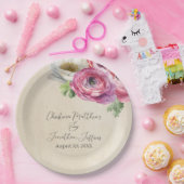 Romantische Rustieke Roze & Witte Ranunculus Papieren Bordje (Feest)