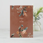 Romantische Rustieke Veer & Vintage Bloemen Kaart (Staand voorkant)