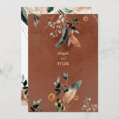 Romantische Rustieke Veer & Vintage Bloemen Kaart (Voorkant / Achterkant)