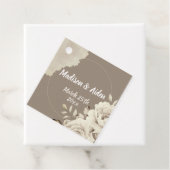 Romantische rustieke witte rozen bloemen bruiloft bedankjes labels (In situ)