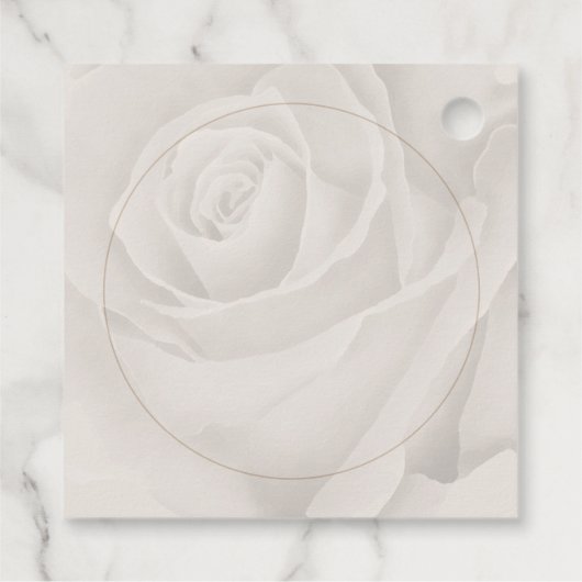 Romantische rustieke witte rozen bloemen bruiloft bedankjes labels (Achterkant)