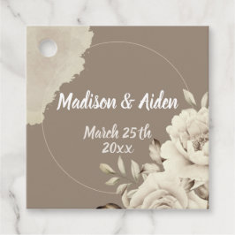 Romantische rustieke witte rozen bloemen bruiloft bedankjes labels